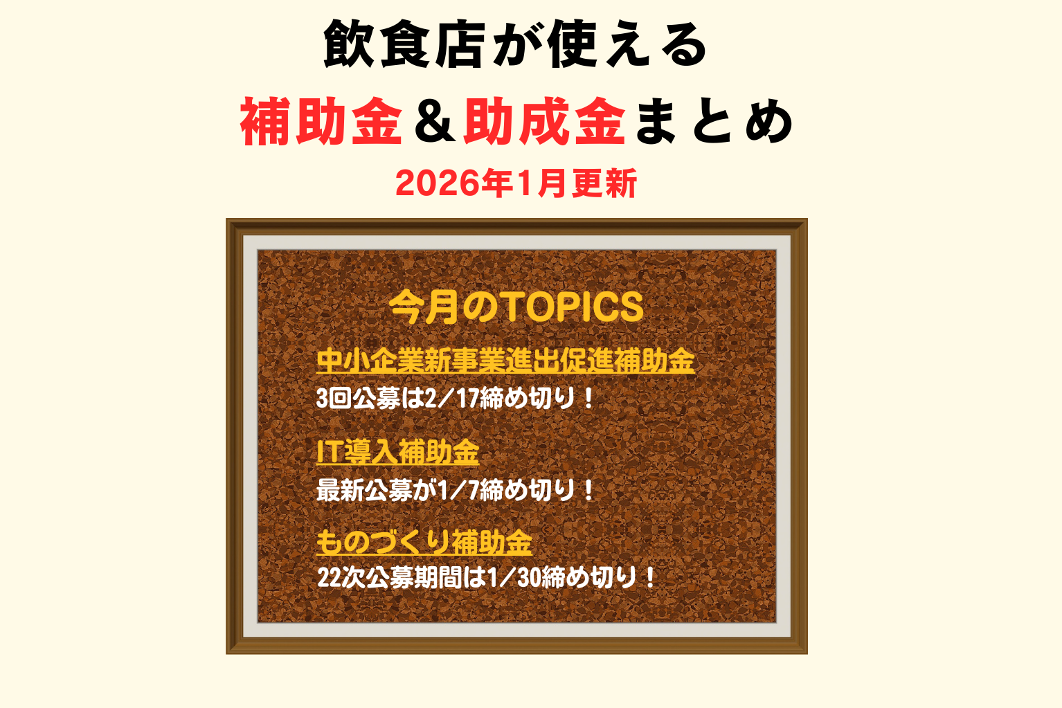 2026年1月更新。いま、飲食店が使える補助金＆助成金まとめ - ぐるなび通信