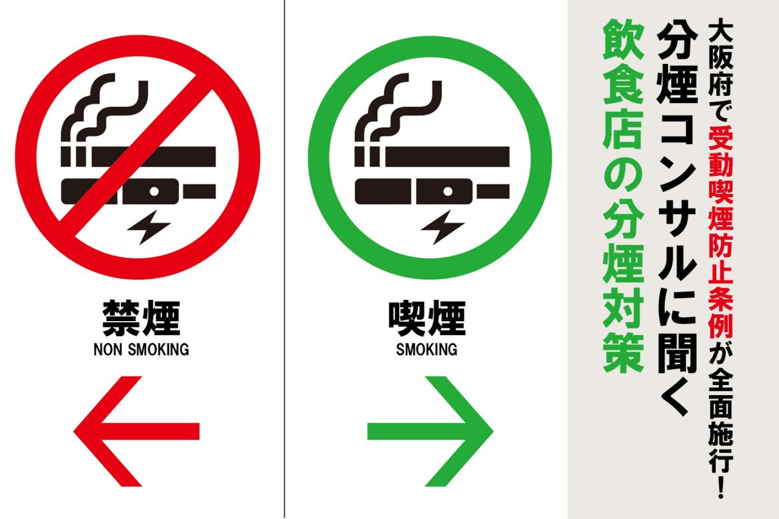禁煙看板 2025年「飲食店の禁煙・分煙」どう変わる？大阪府の条例でたばこ規制が